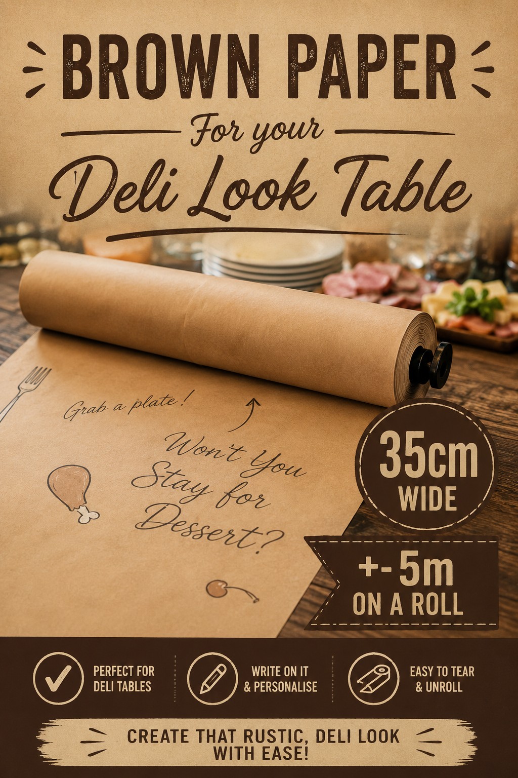 Brown paper roll 35cm x 5m