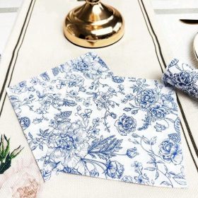 Blue Floral Serviettes Pack of 20
