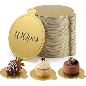 Pack Of 100 x Gold Cake Discs 6cm