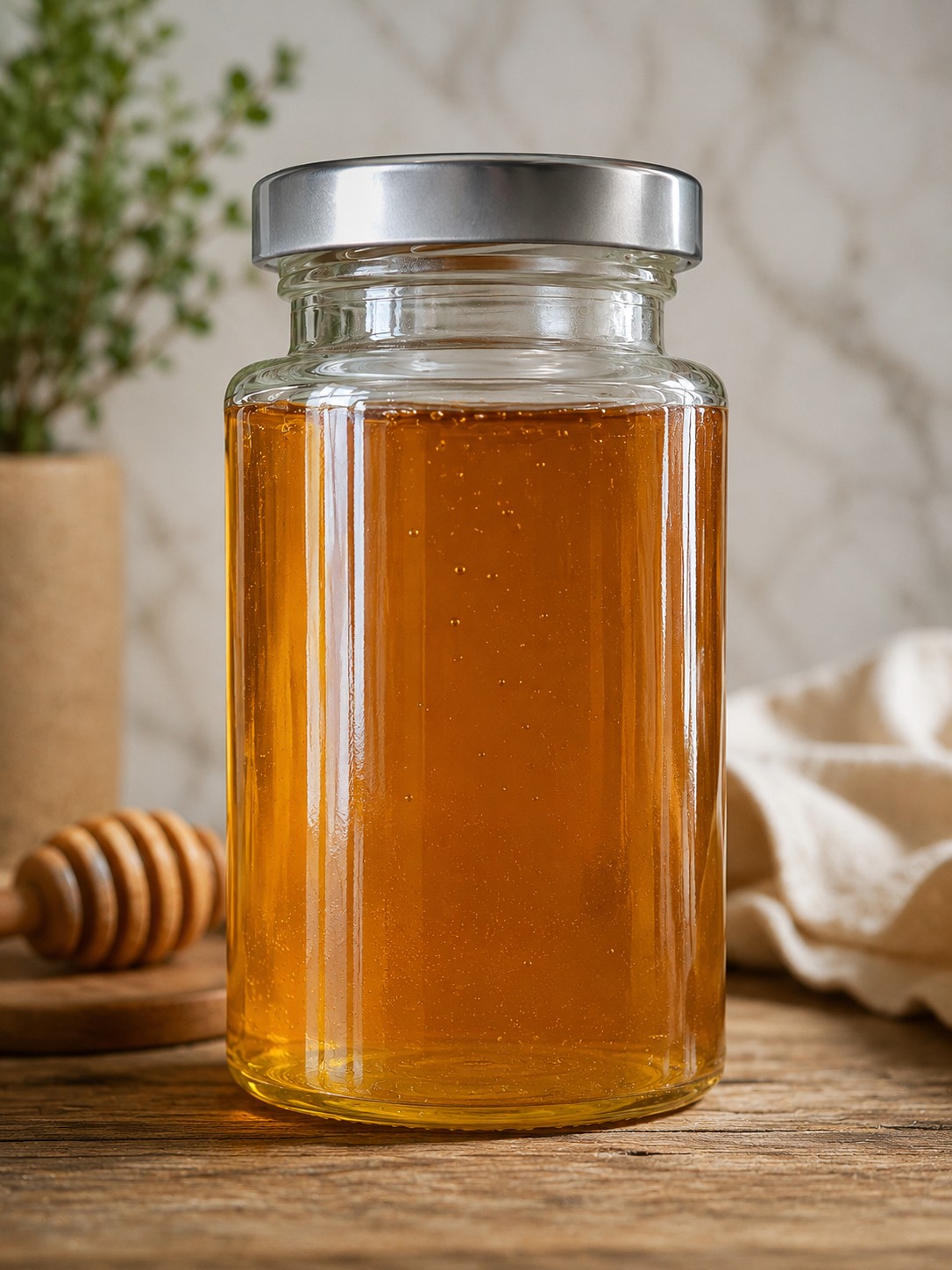 200ml Glass Honey Jar with Silver Lid 10.2×5.7cm