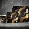 20 Disposable Big Plates,Side Plates&Cups Black Gold Marble