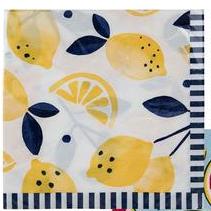 20 X 2ply Lemons & Navy Border Serviettes