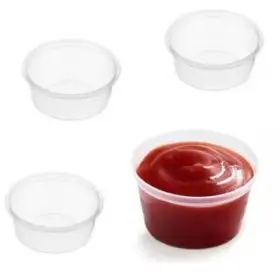 70ml Clear Plastic Sauce Tubs with Lids