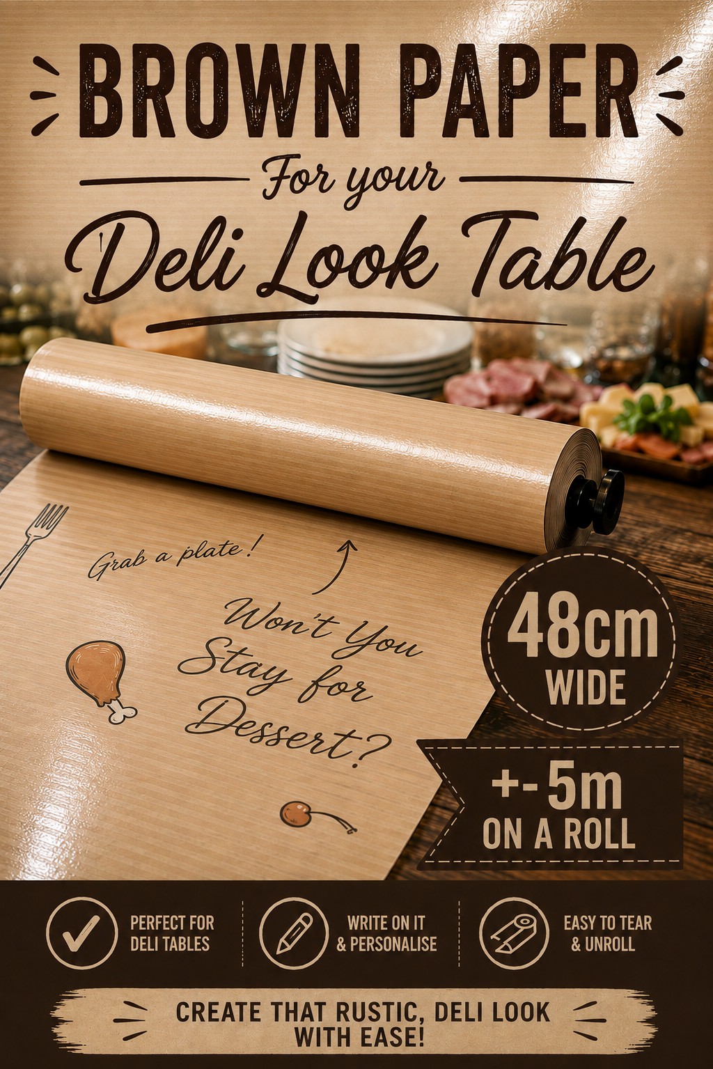 Brown paper roll 35cm x 5m