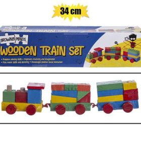 Wooden Toy Train w/ Building Blocks 34cm