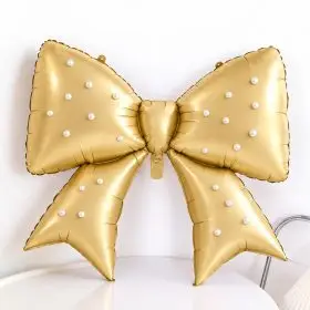 Gold Foil Bow Balloon with Pearl Stickers