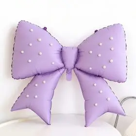 Purple Foil Bow Balloon with Pearl Stickers