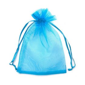 10 Blue Organza Drawstring Bags 9x12cm