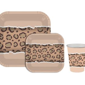 side plates and cups leopard