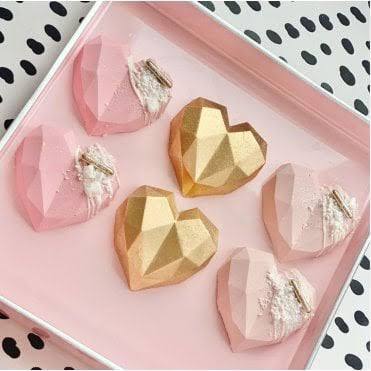 6 Mini Geometric Heart Silicone Mould 6x6cm
