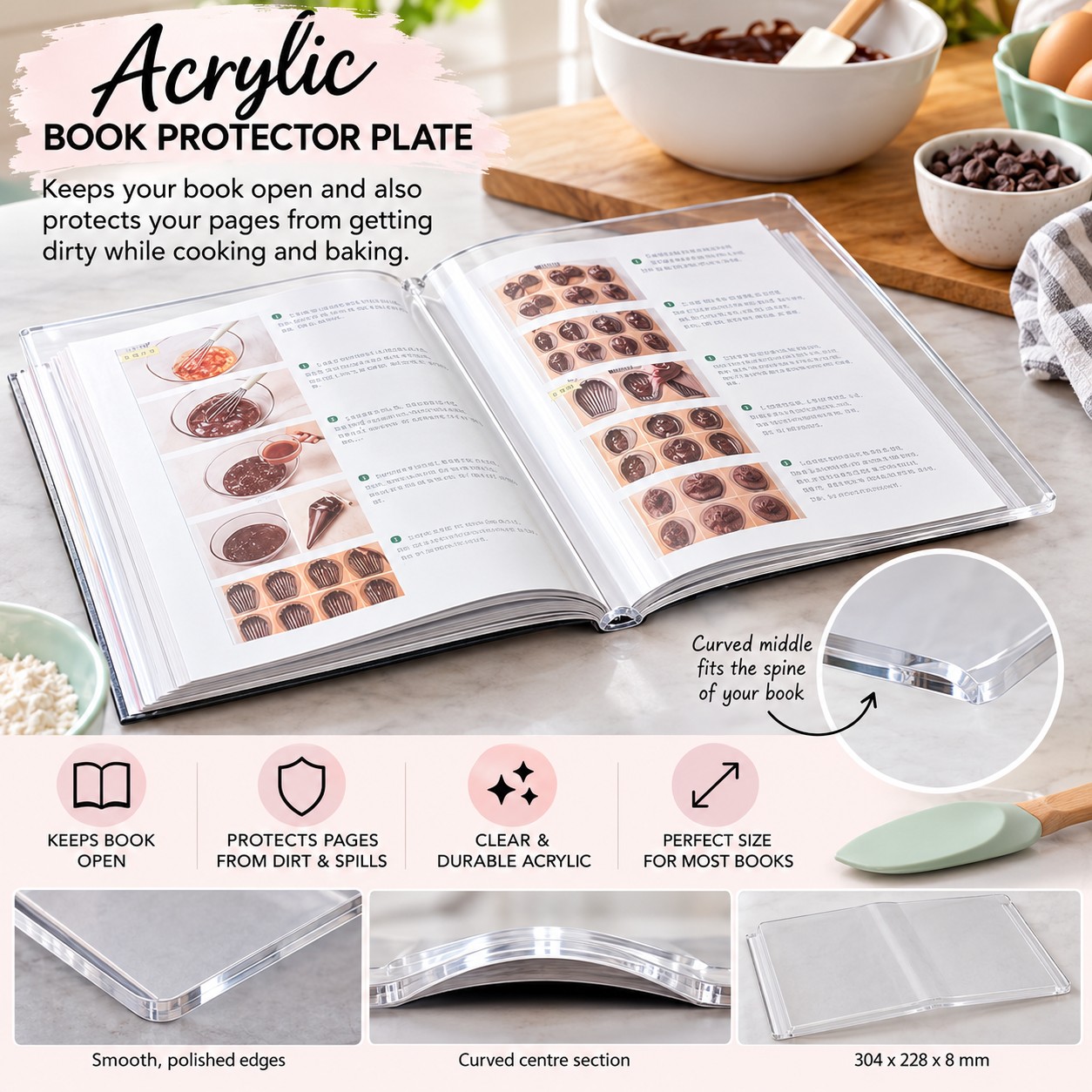 Acrylic Recipe Book Protector Plate 30.4x22.8x0.8cm