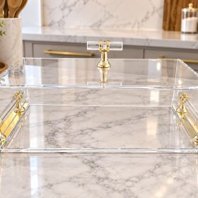 Large Gold Edge Acrylic Cake Dome 41x15.5x13cm