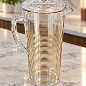 Round Acrylic Jug with Gold Lines 24.3x11.8x25cm